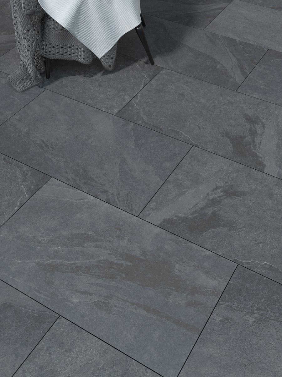 Victoria Anthracite Outdoor Porcelain Paving Slabs - 900x600mm