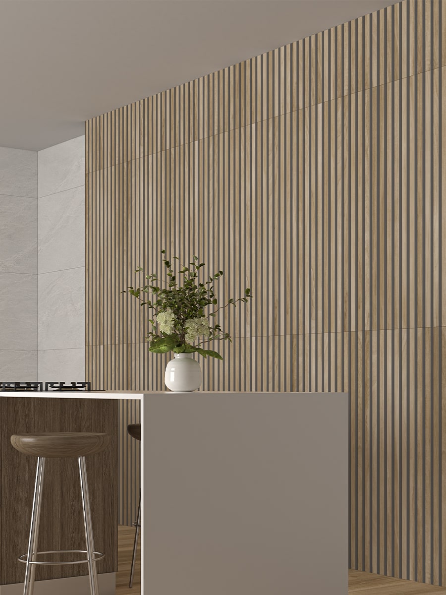 Nordic Oak Wood Slat Decor Tile - 1200x600mm