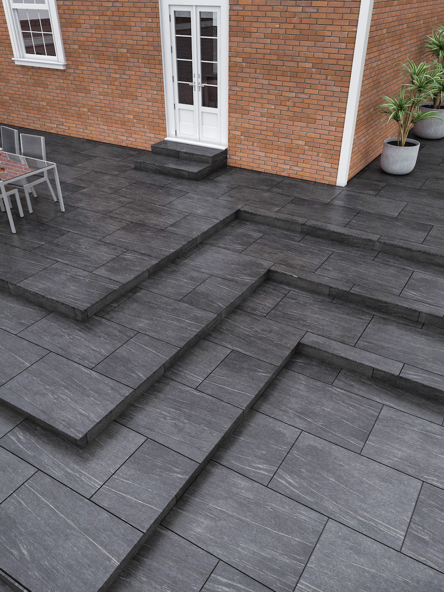 Pietra Nero Outdoor Tiles - 900x600x20mm