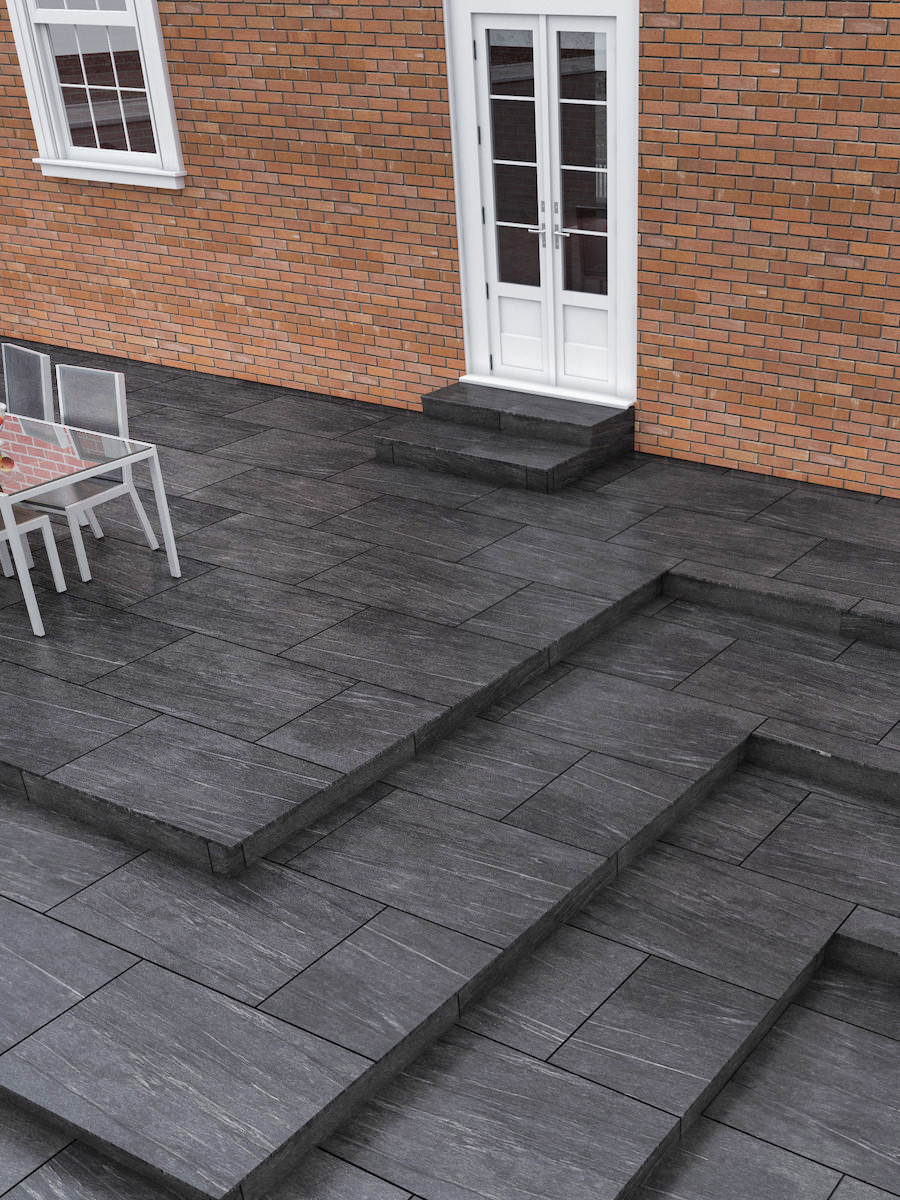 Pietra Nero Outdoor Tiles - 900x600x20mm