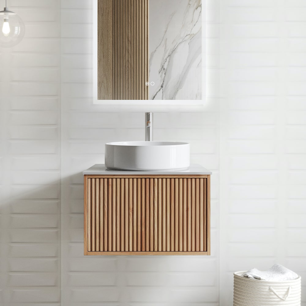 Rio Solid Wood Fluted Vanity With/Without Mirror - 400mm / 600mm / 800mm