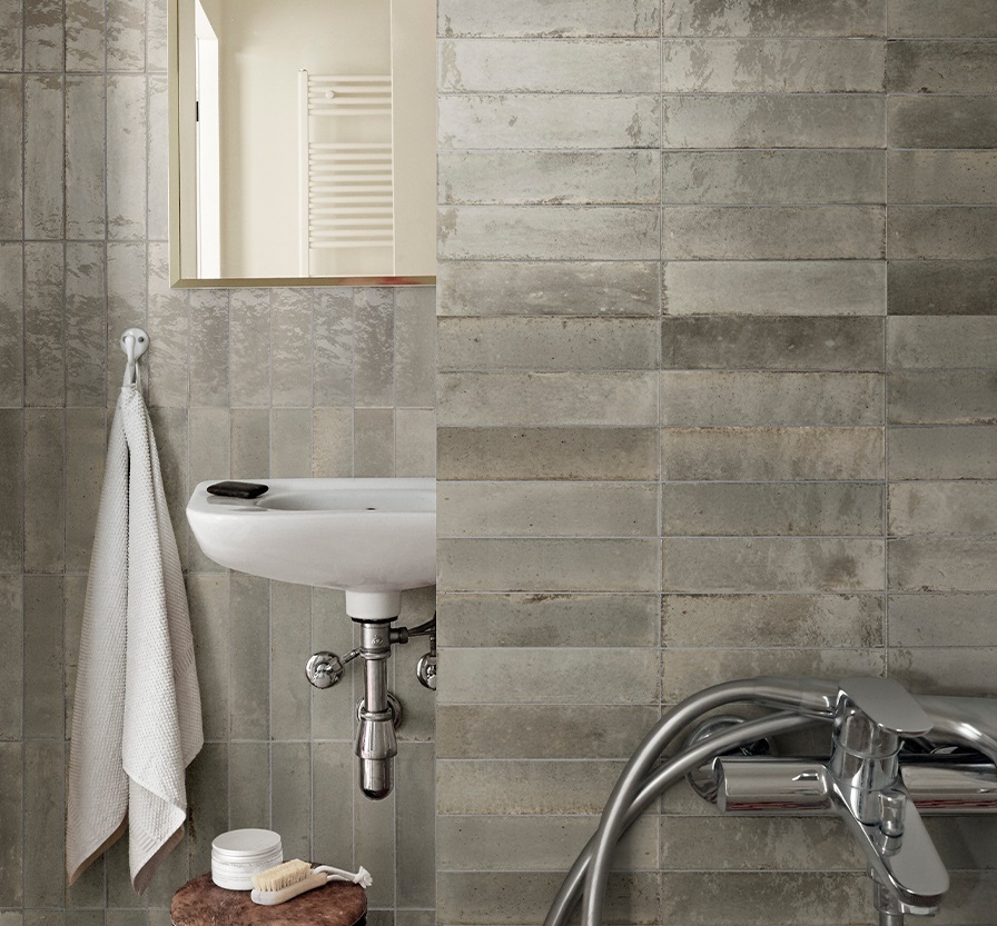 Lume Greige Italian Brick Effect Tiles