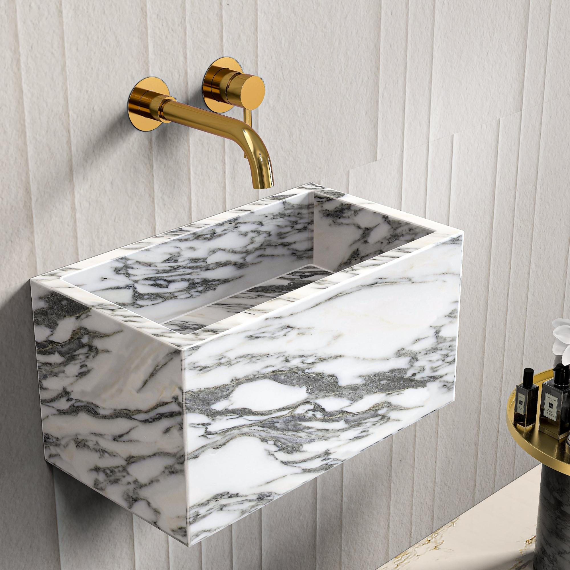 Arabescato Marble Wall Hung Basin - 390mm