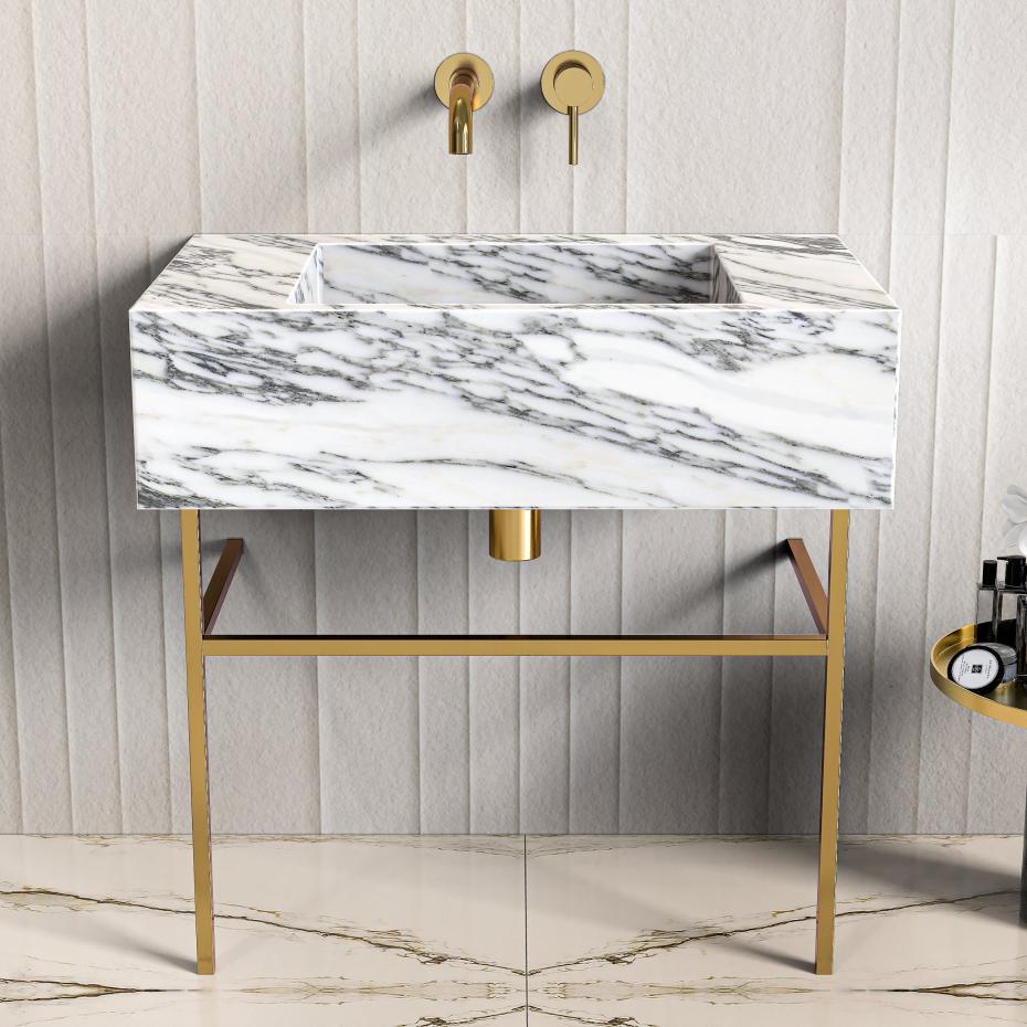 Arabescato Marble Vanity Unit - 600mm