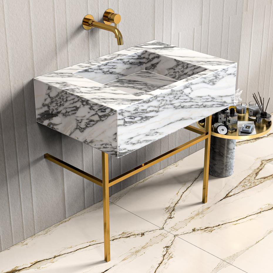 Arabescato Marble Vanity Unit - 600mm