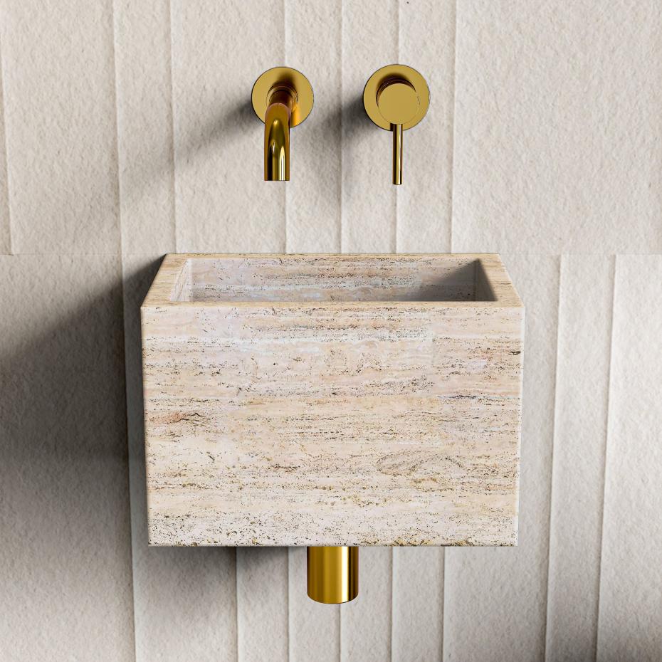 Beige Travertine Wall Hung Basin - 300mm