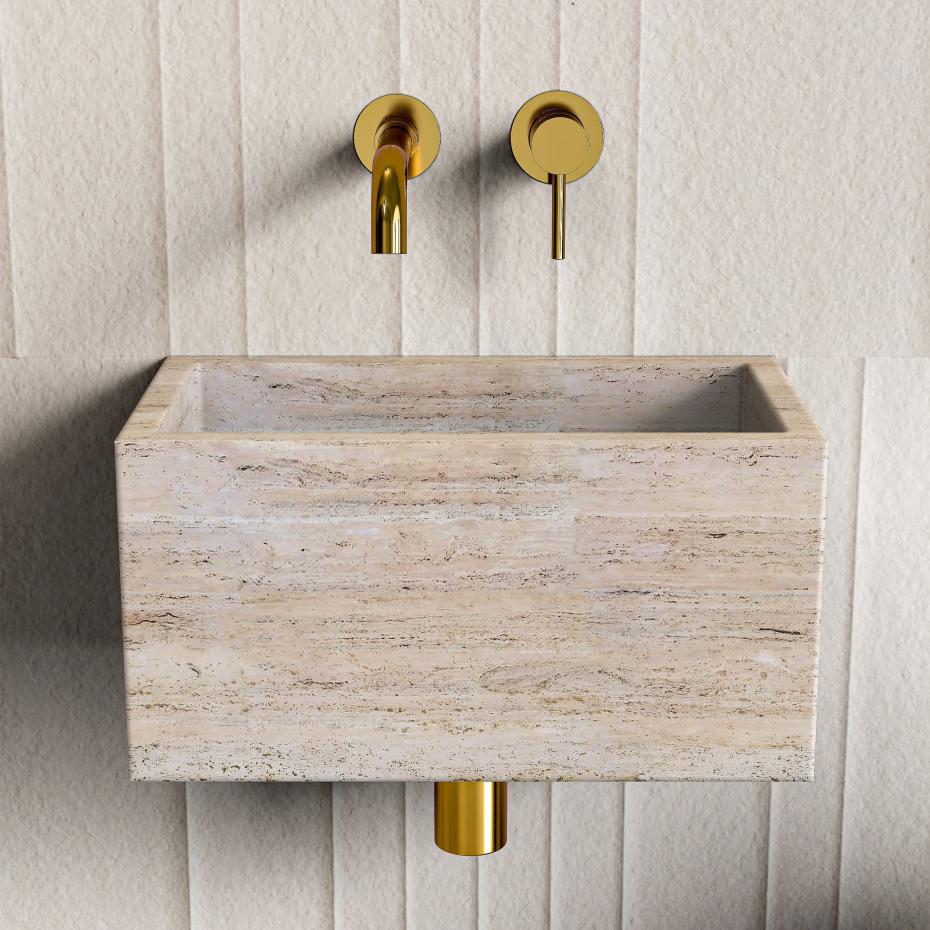 Beige Travertine Wall Hung Basin - 390mm