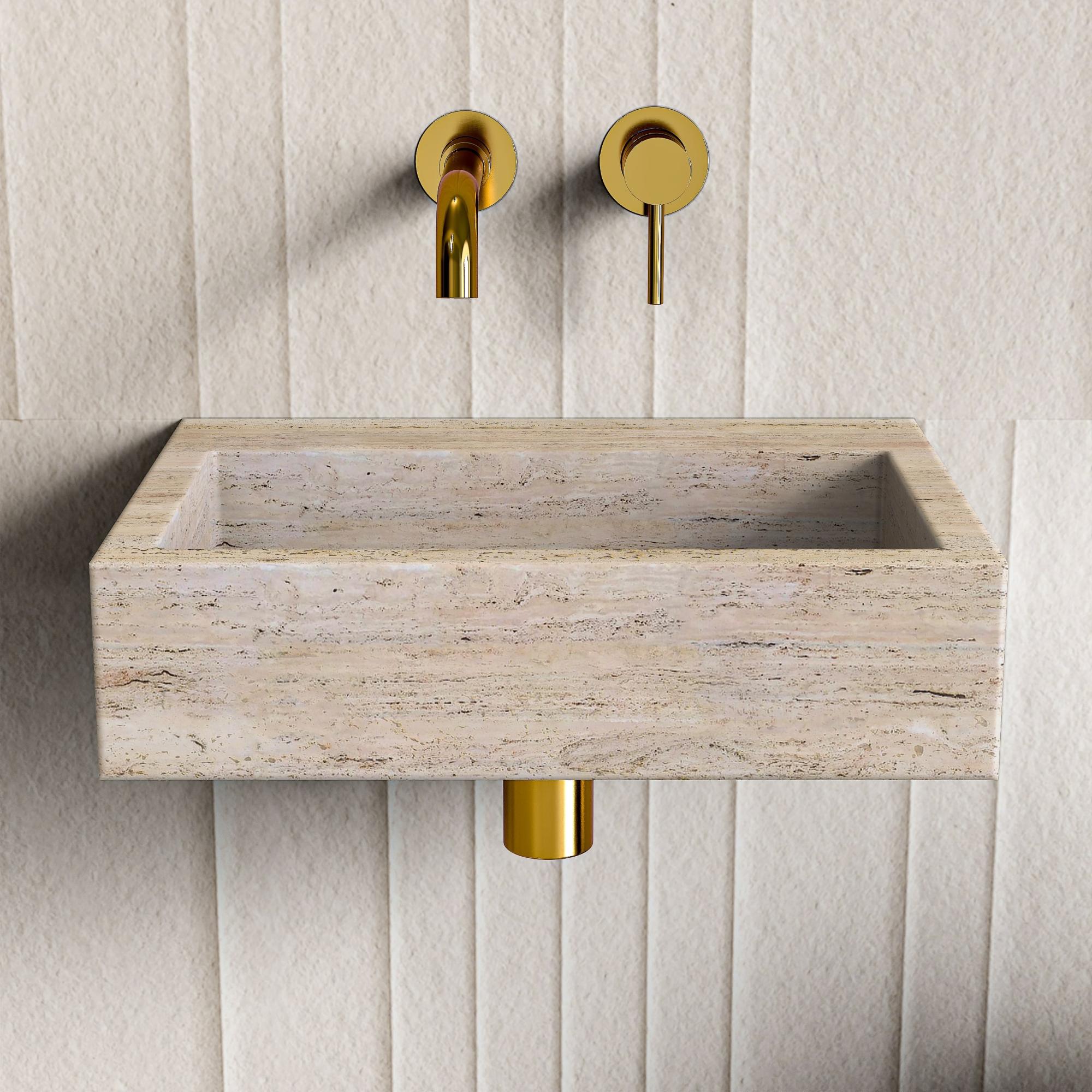 Beige Travertine Wall Hung Basin - 400mm