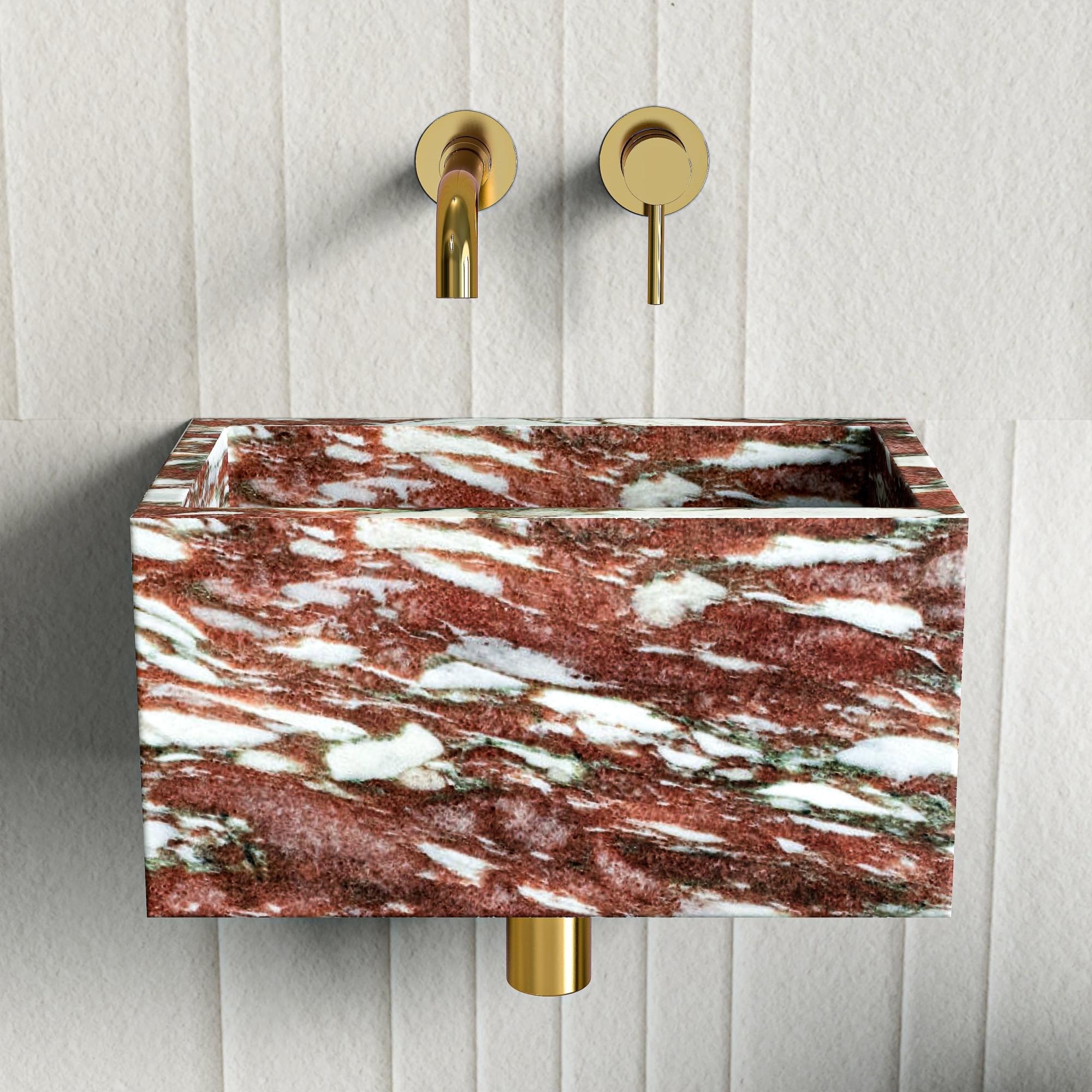 Rosa Norvegia Marble Wall Hung Basin - 390mm