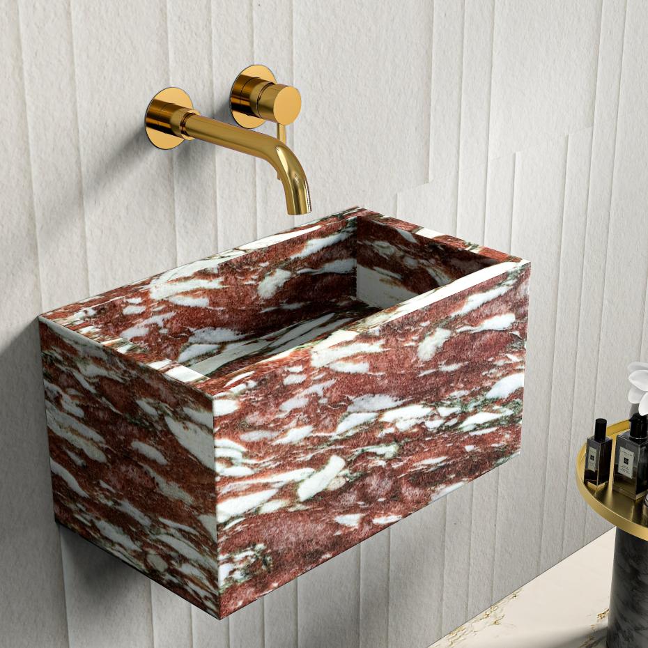 Rosa Norvegia Marble Wall Hung Basin - 390mm