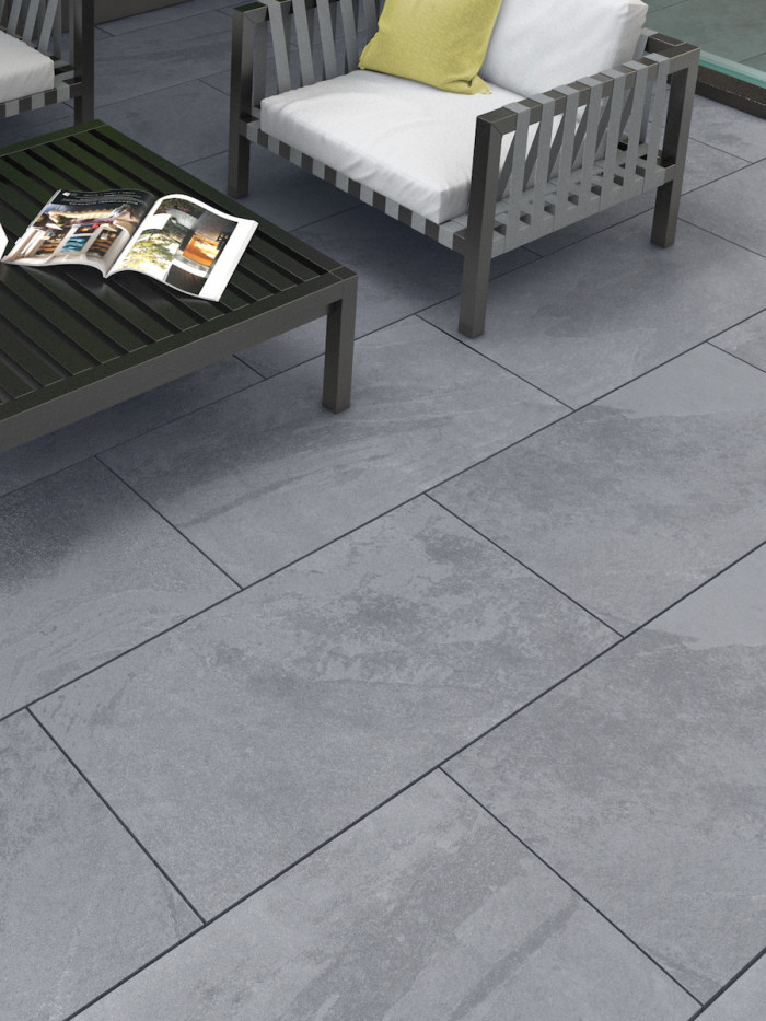 Grey Slate Effect Porcelain Paving Slabs, Grey Slate Outdoor Tiles