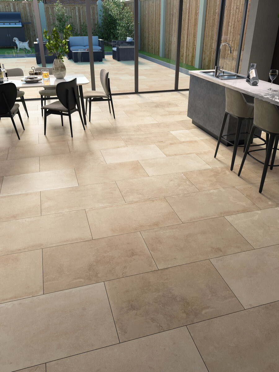 Provence Crema Italian Outdoor Porcelain Paving Slabs - 1000x600mm Pack