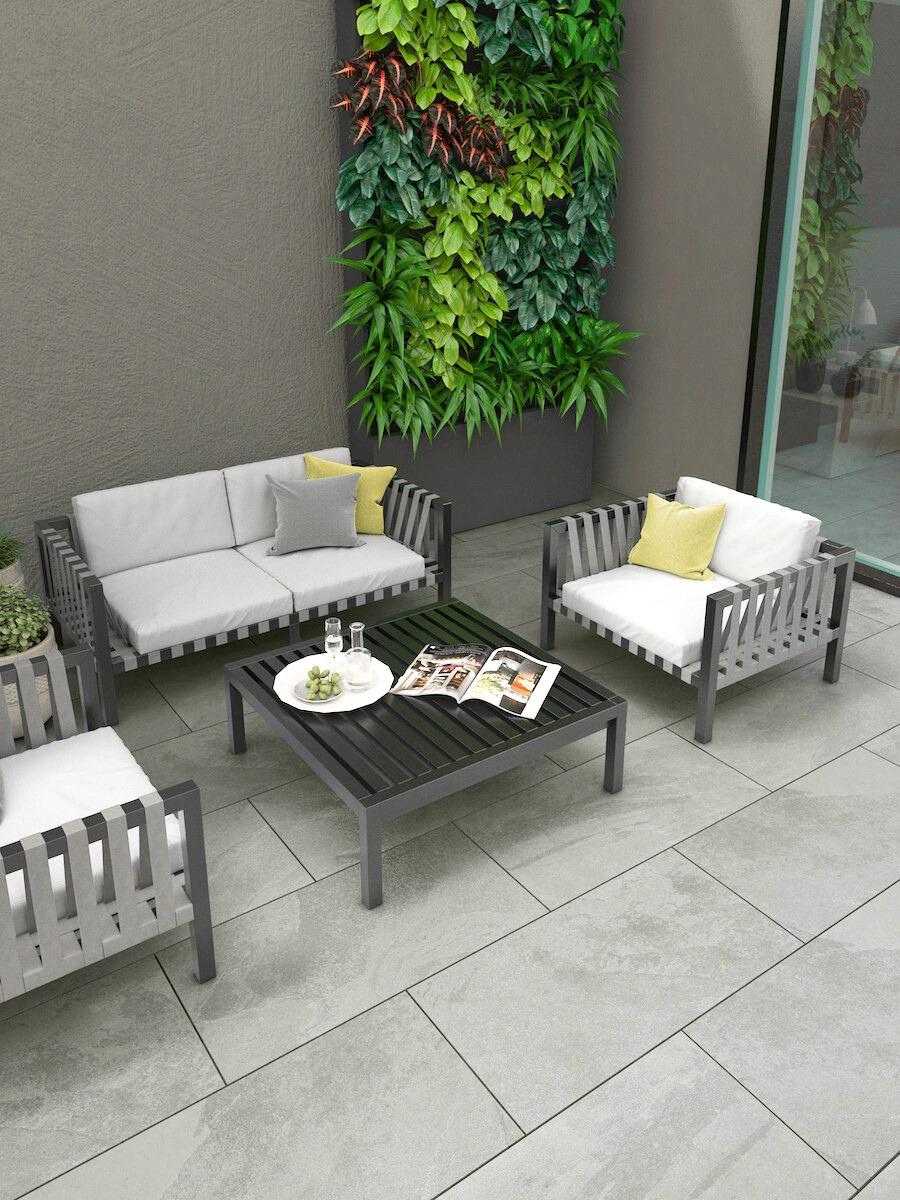 Victoria Grey Pearl Outdoor Porcelain Paving Slabs - 900x600x20mm