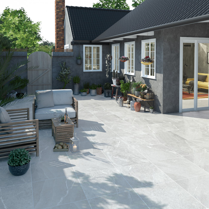 Roca White Porcelain Paving Slabs - 600x600x16mm