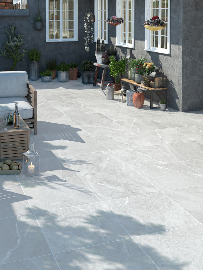 Roca White Porcelain Paving Slabs - 600x600x16mm
