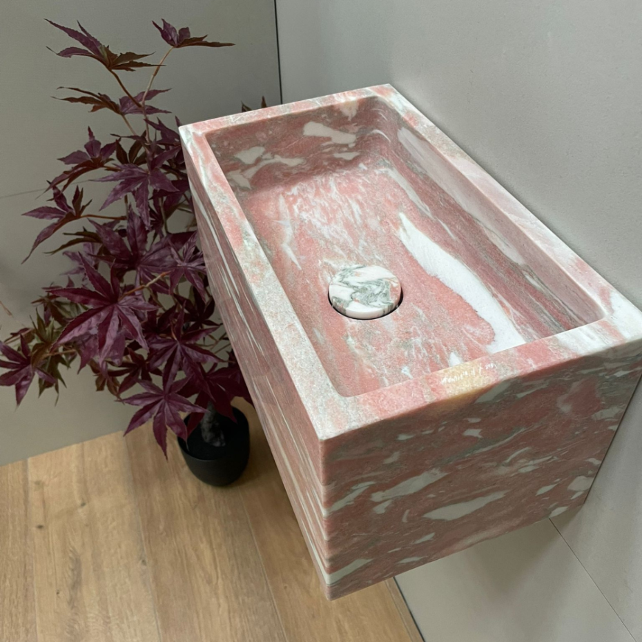 Rosa Norvegia Marble Wall Hung Basin - 300mm