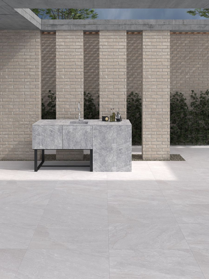 Valencia White Outdoor Porcelain Paving Slabs - 900x600x20mm