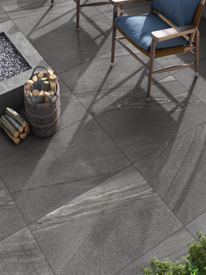 Verona Nero Outdoor Porcelain Paving Tiles - 900x600x20mm (LAST PACK)
