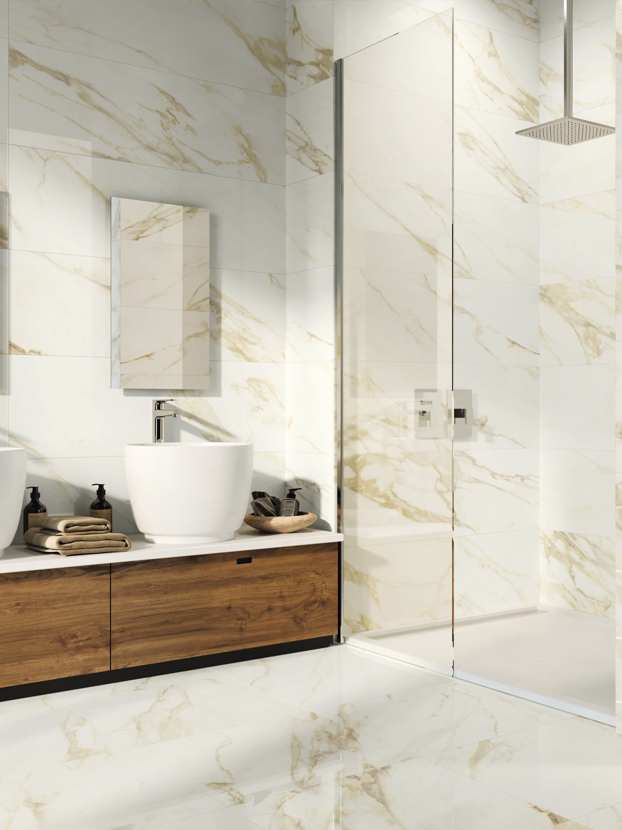 Adagio Gold Marble Effect Wall & Floor Tiles - 1200x600mm