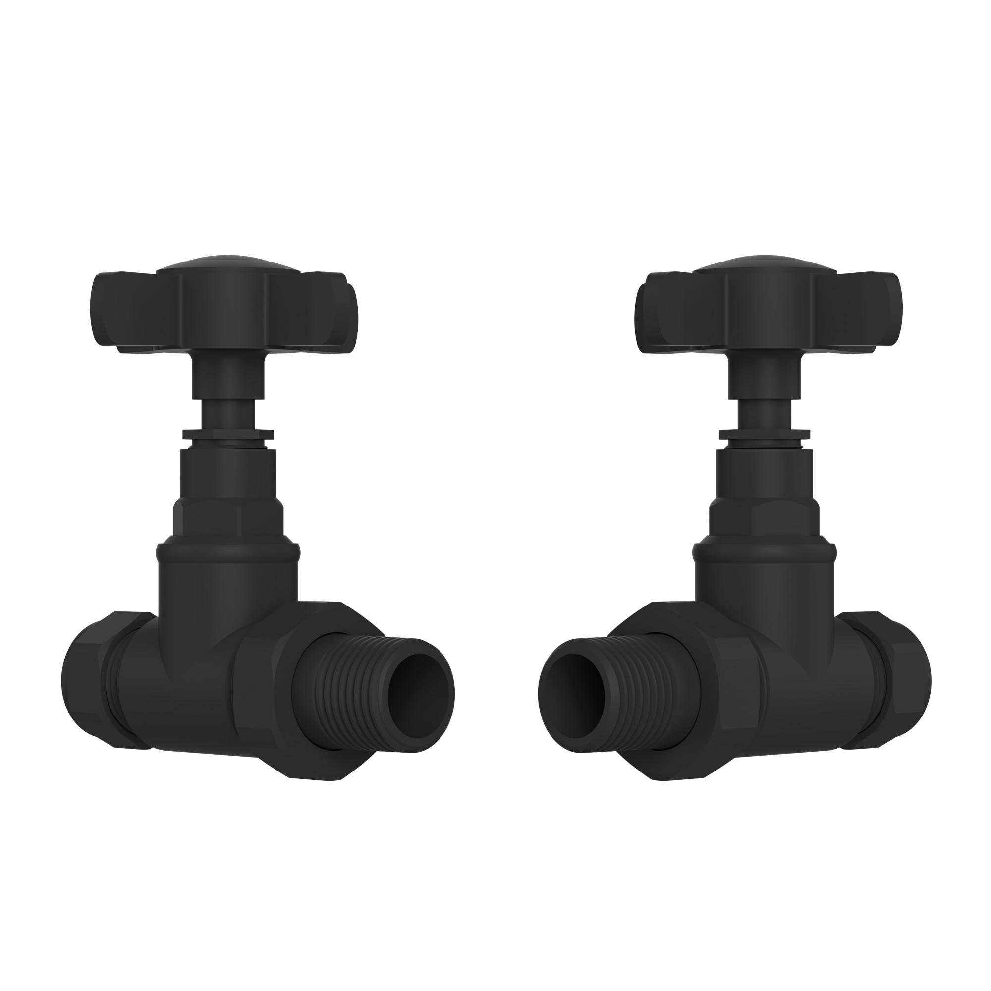 Black Traditional Radiator Valves (Pair) - 15mm Black Traditional Radiator Valves (Pair) - 15mm