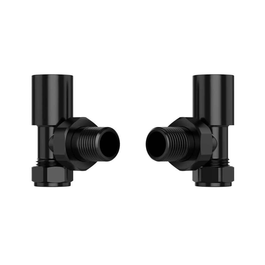 Black Nickel Angled Radiator Valves (Pair) - 15mm
