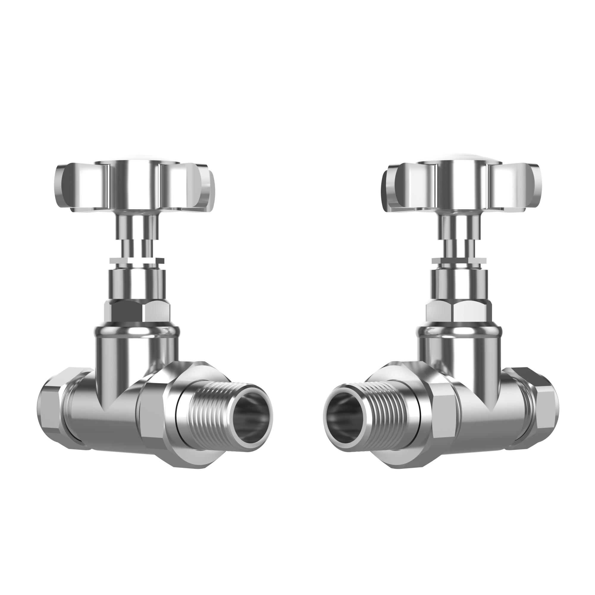Polished Chrome Traditional Radiator Valves (Pair) - 15mm Polished Chrome Traditional Radiator Valves (Pair) - 15mm