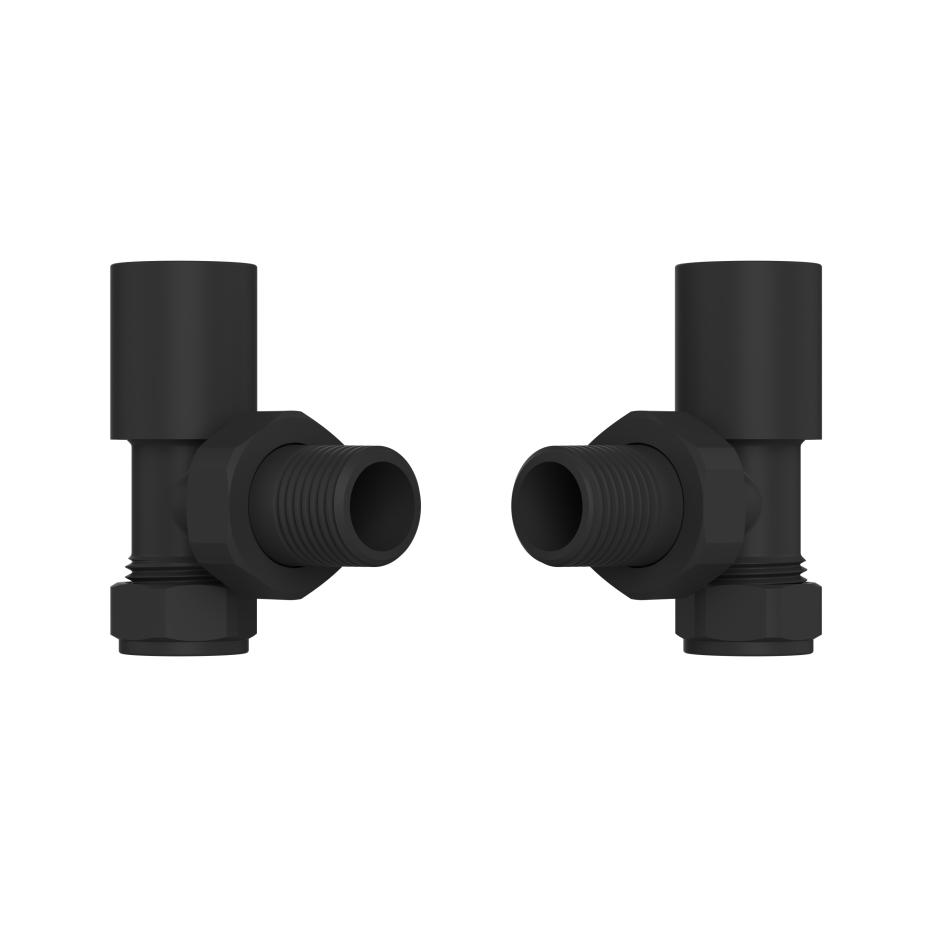 Black Angled Radiator Valves (Pair) - 15mm
