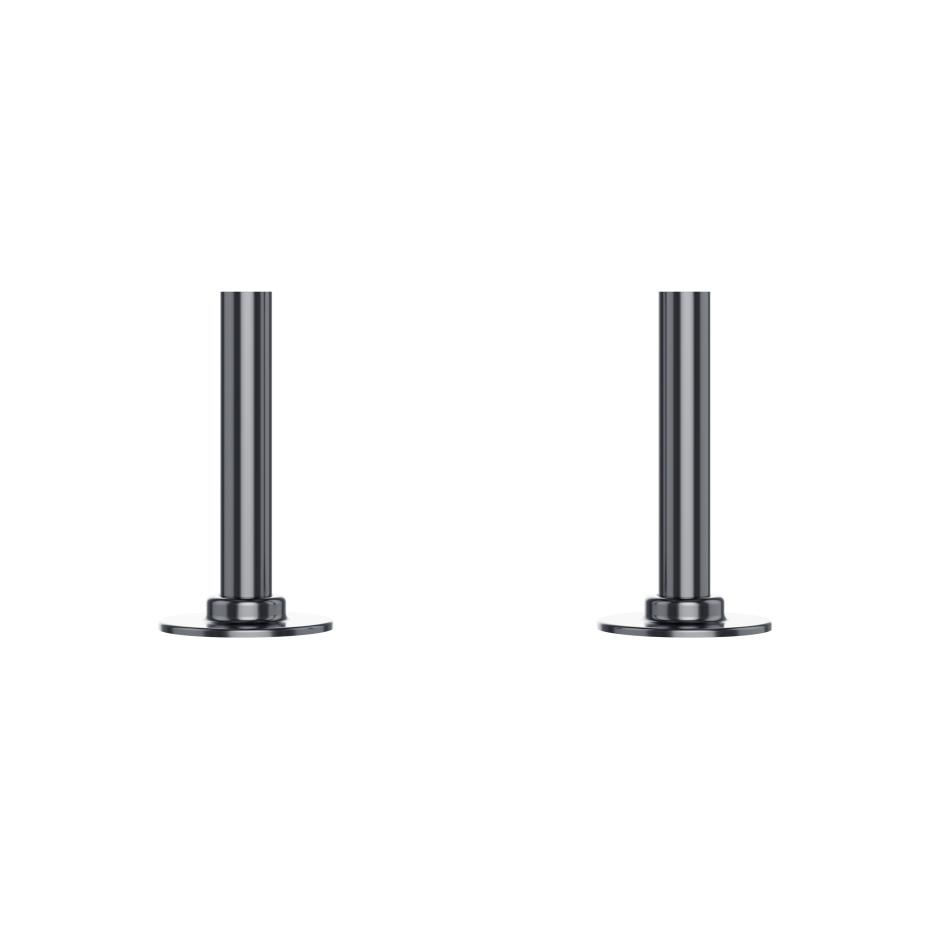 Black Nickel Pipe Connectors For Heated Towel Rails & Radiators (Pair) -15x100mm