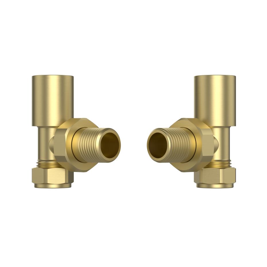 Brushed Brass Angled Radiator Valves (Pair) - 15mm