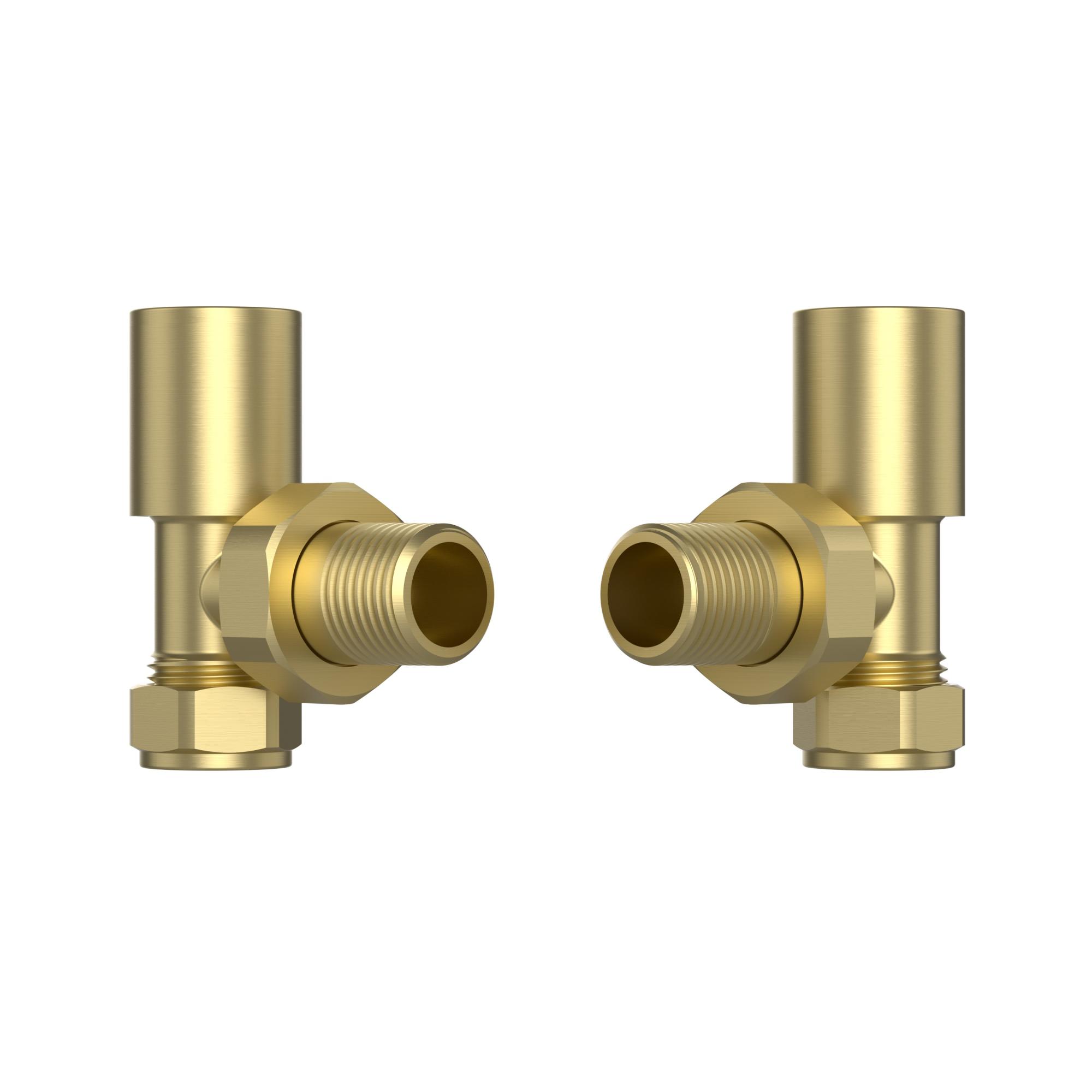 Brushed Brass Angled Radiator Valves (Pair) - 15mm Brushed Brass Angled Radiator Valves (Pair) - 15mm