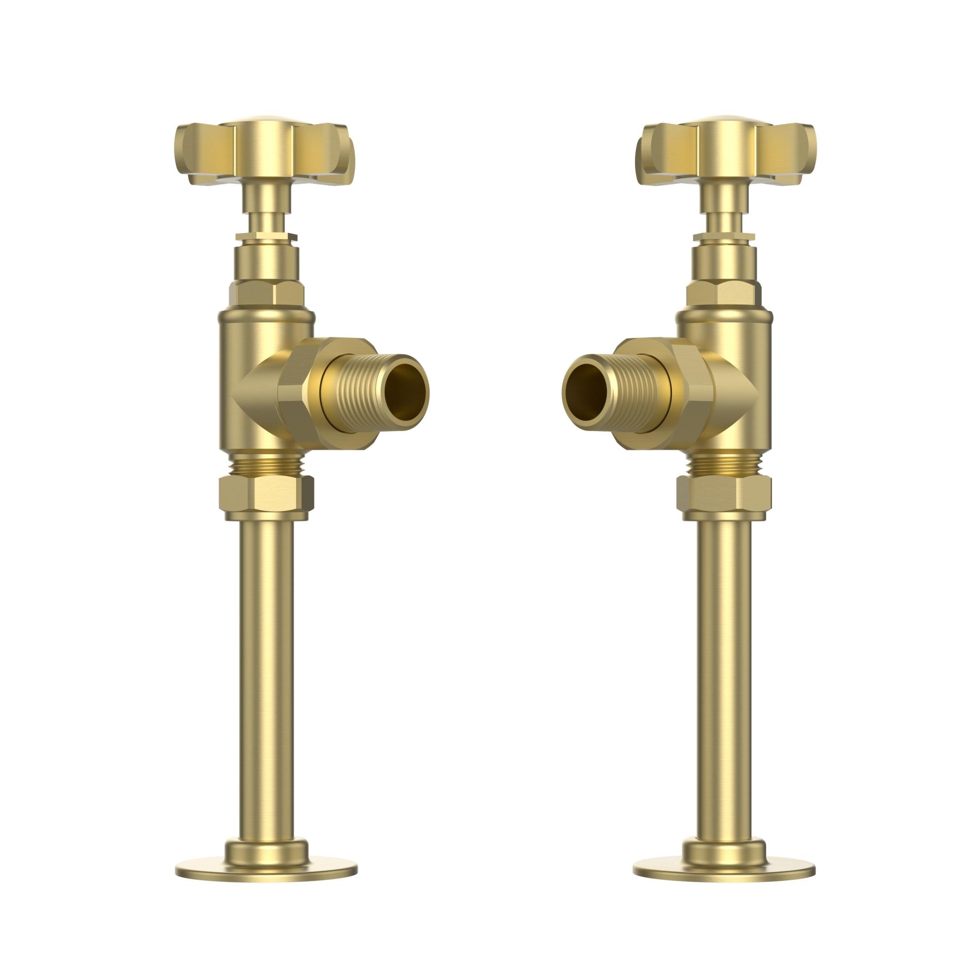 Brushed Brass Angled Traditional Radiator Valves (Pair) - 15mm Brushed Brass Angled Traditional Radiator Valves (Pair) - 15mm