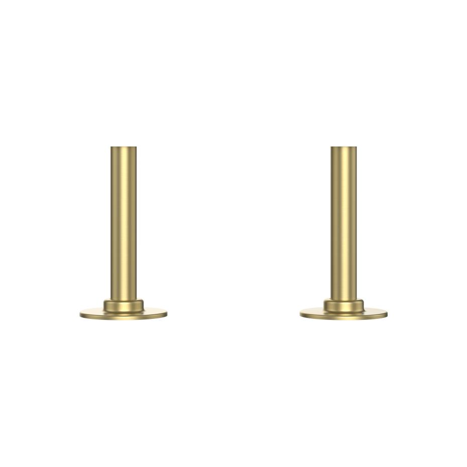 Brushed Brass Pipe Connectors For Heated Towel Rails & Radiators (Pair) -15x100mm