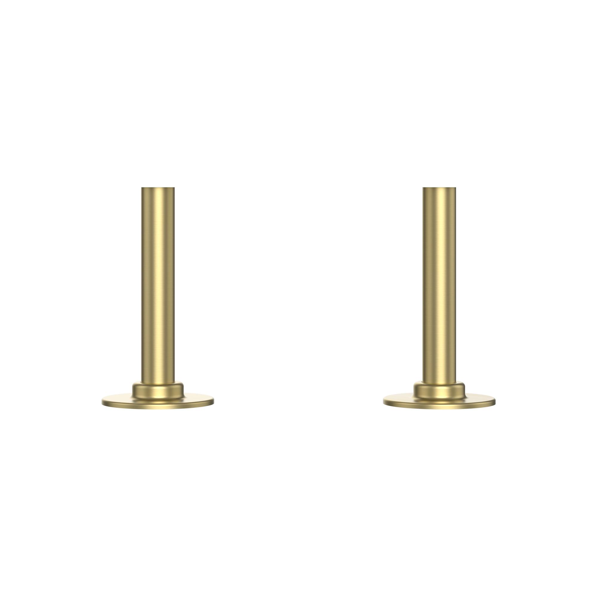 Brushed Brass Pipe Connectors For Heated Towel Rails & Radiators (Pair) -15x100mm