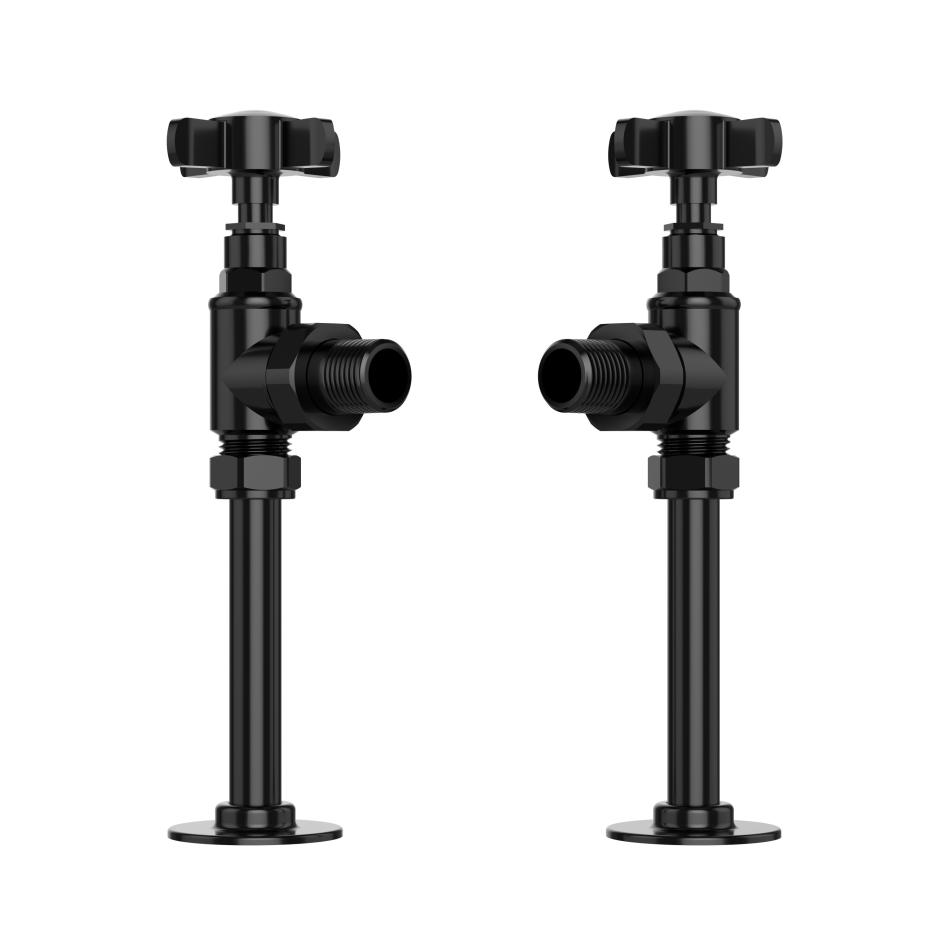 Black Nickel Angled Traditional Radiator Valves (Pair) - 15mm