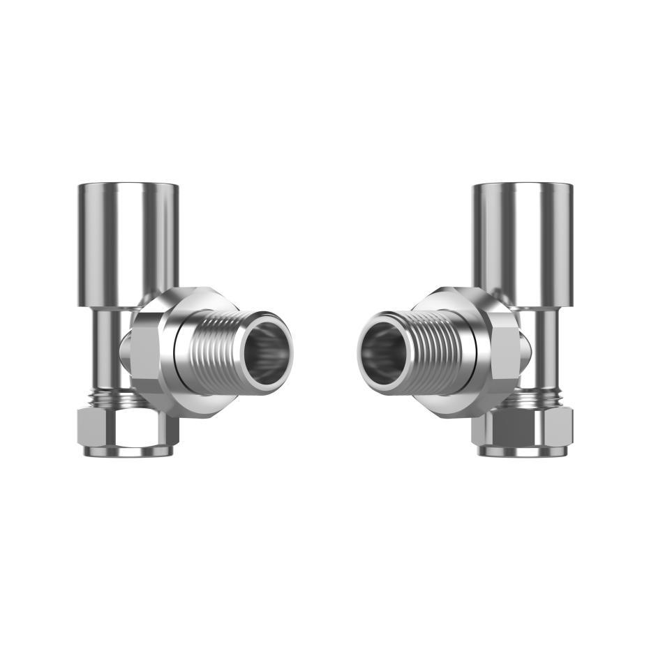 Polished Chrome Angled Radiator Valves (Pair) - 15mm