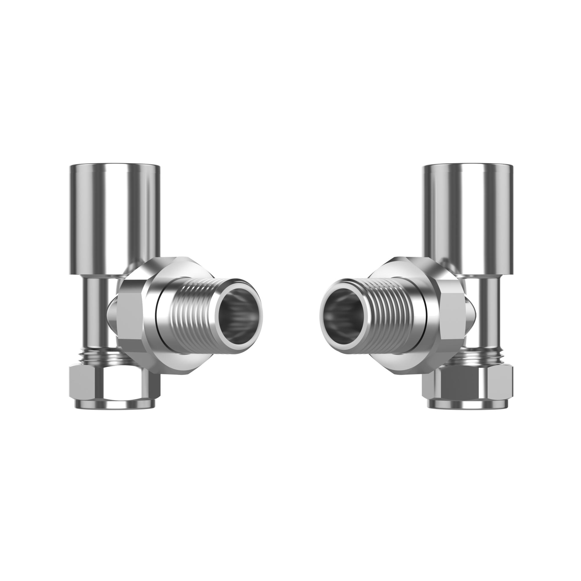 Polished Chrome Angled Radiator Valves (Pair) - 15mm Polished Chrome Angled Radiator Valves (Pair) - 15mm