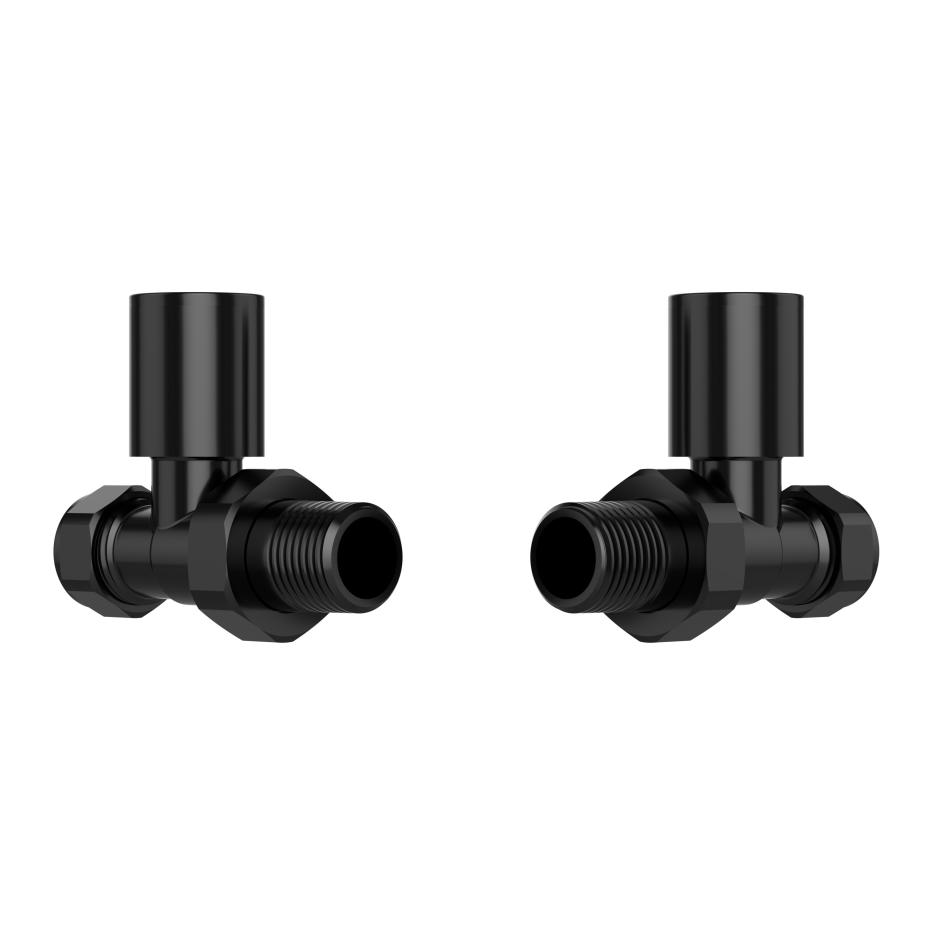 Black Nickel Straight Radiator Valves (Pair) - 15mm