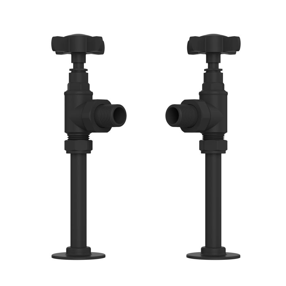 Black Angled Traditional Radiator Valves (Pair) - 15mm