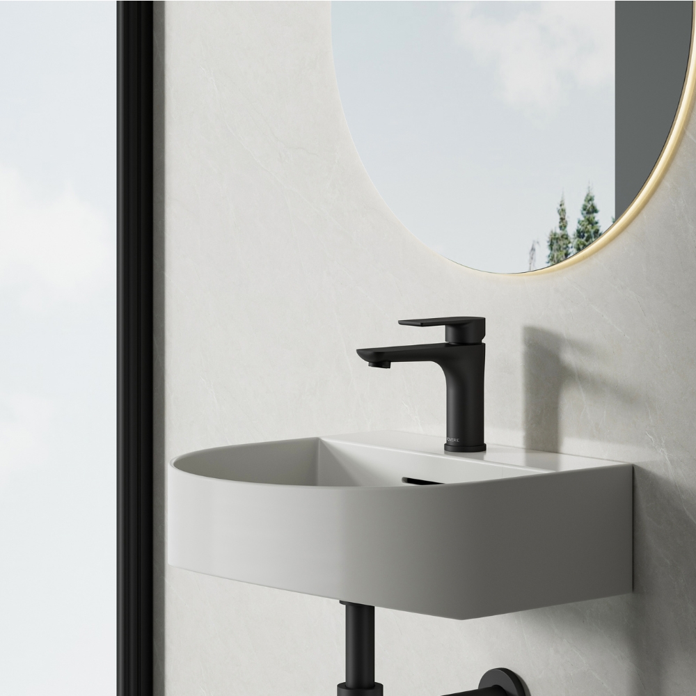 Alma Matt Black Basin Mixer Tap