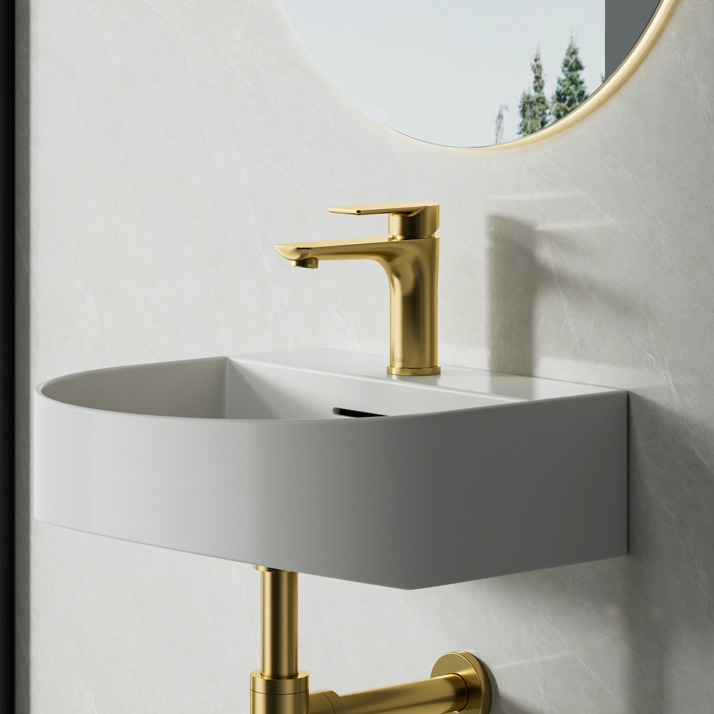 Alma Brushed Gold Basin Mixer Tap