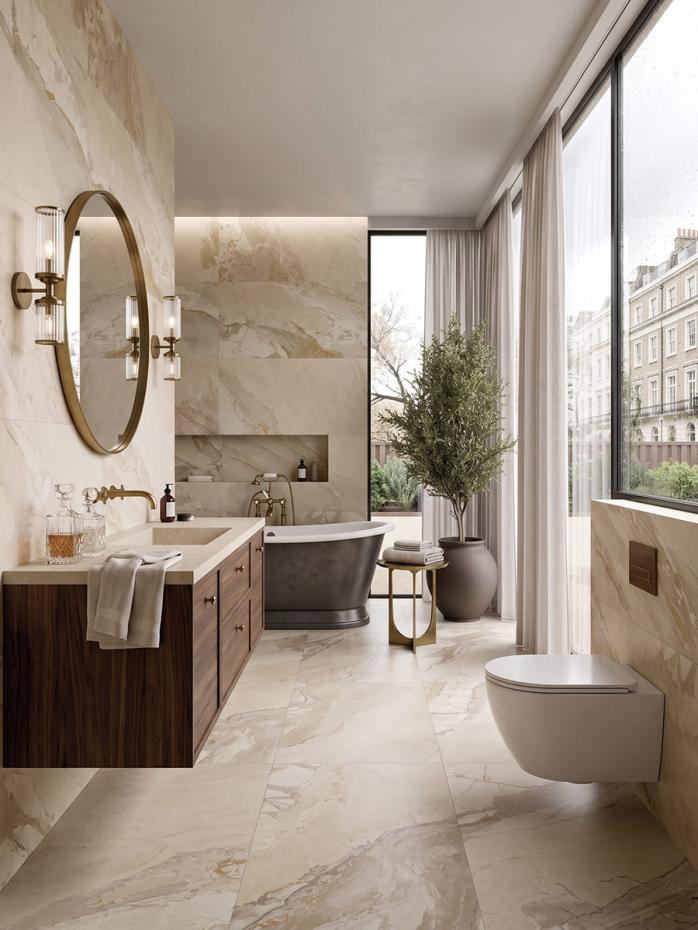 Almond Breccia Italian Matt Porcelain Tile - 1200x600mm