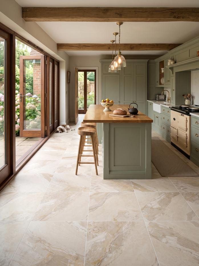Almond Breccia Italian Matt Porcelain Tile - 800x800mm
