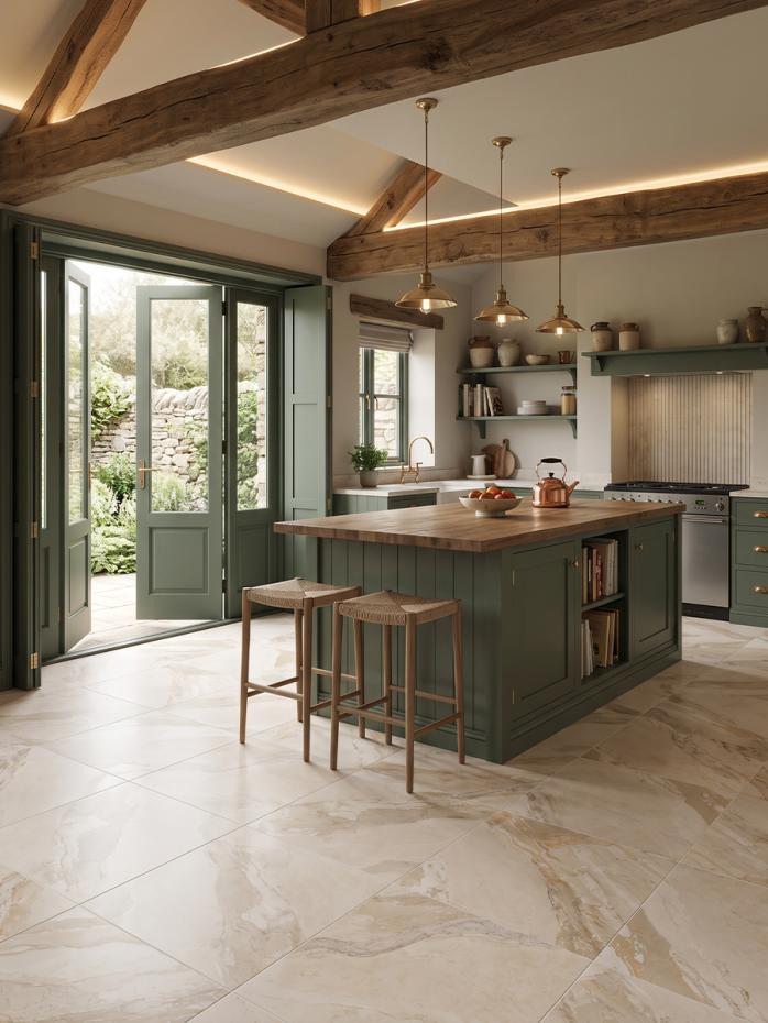 Almond Breccia Italian Matt Porcelain Tile - 800x800mm