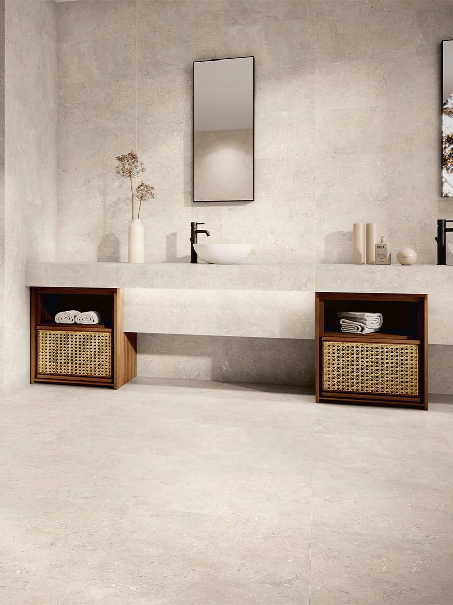 Amalfi Avorio Limestone Effect Porcelain Tile - 800x800m Amalfi Avorio Limestone Effect Porcelain Tile - 800x800m