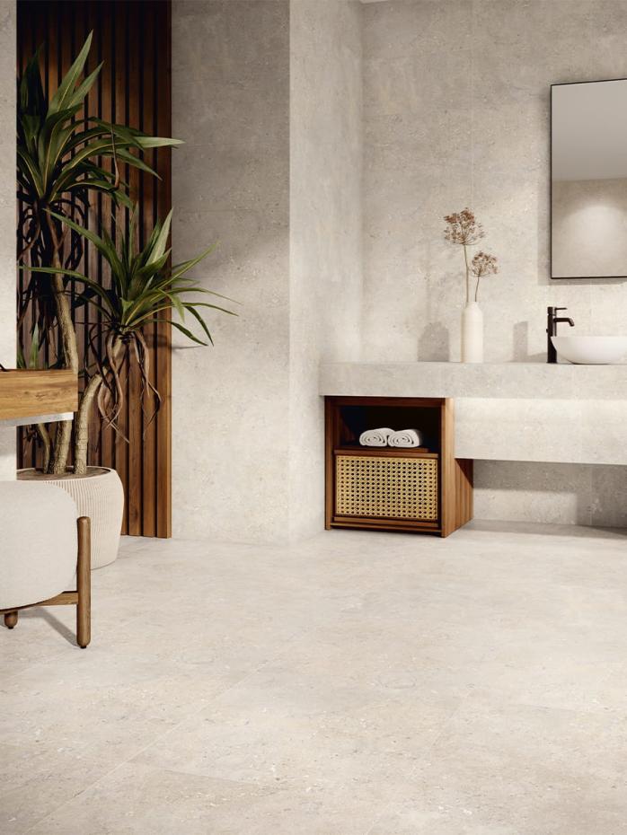 Amalfi Avorio Limestone Effect Porcelain Tile - 800x800m