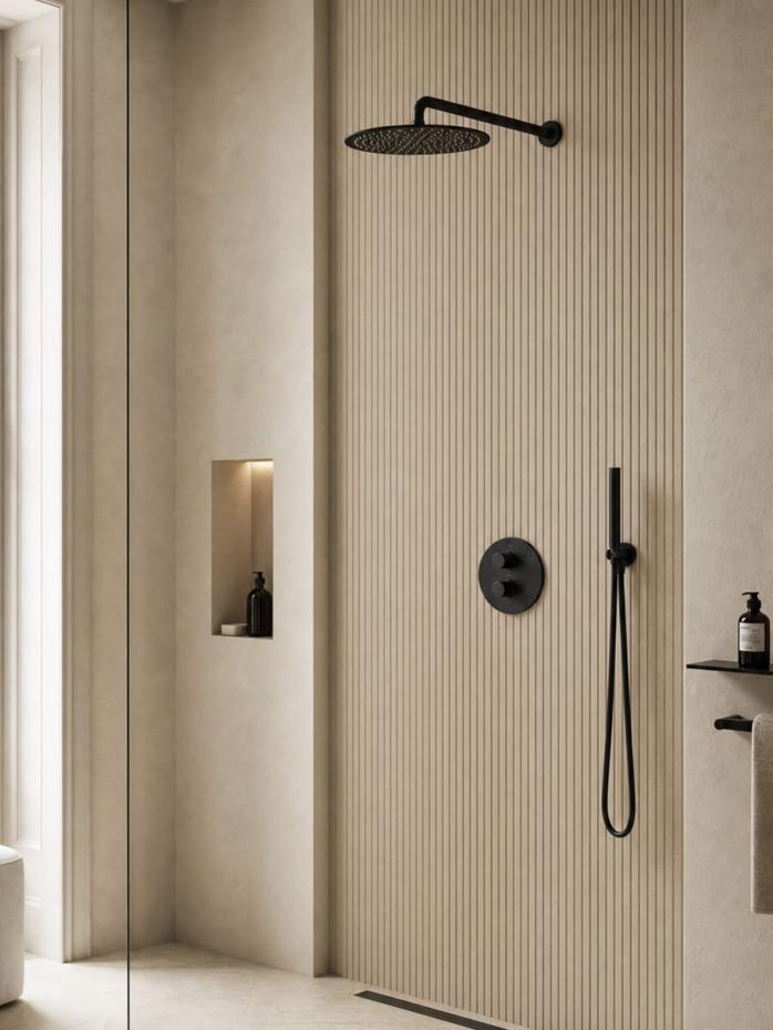 Amalfi Matt Black Thermostatic Shower with Hand Held Shower Head