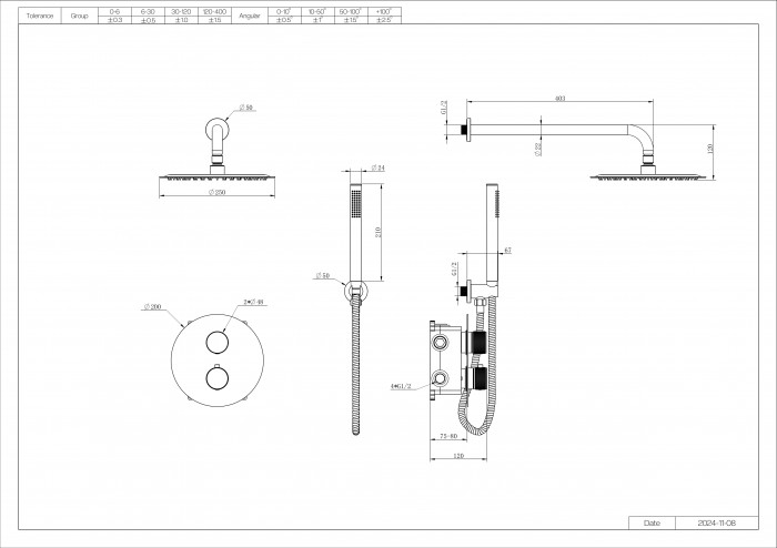 Amalfi Matt Black Thermostatic Shower with Hand Held Shower Head