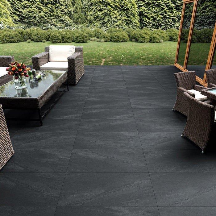 Anthracite Outdoor Porcelain Paving Patio Slabs - 900x600x20mm