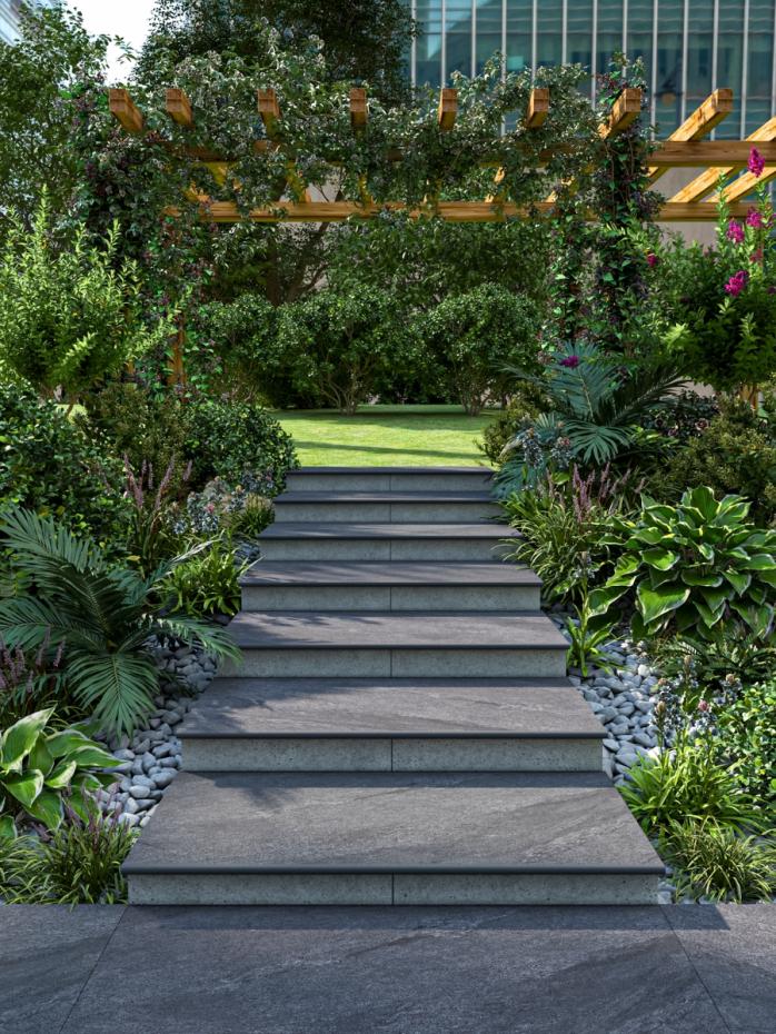 Anthracite Porcelain Bullnose Tiles - 900x300x20mm