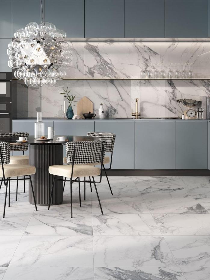 Canova Arabescato White Marble Effect Porcelain Tile 600x600mm